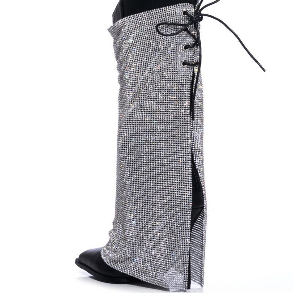 AZALEA WANG " TAKE COVER " EMBELLISHED STILETTO BOOT / BLACK (BRAND NEW !!!! - Picture 2 of 10